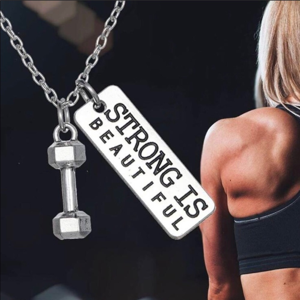 Necklace Fitness Inspired with Dumbbell Charm